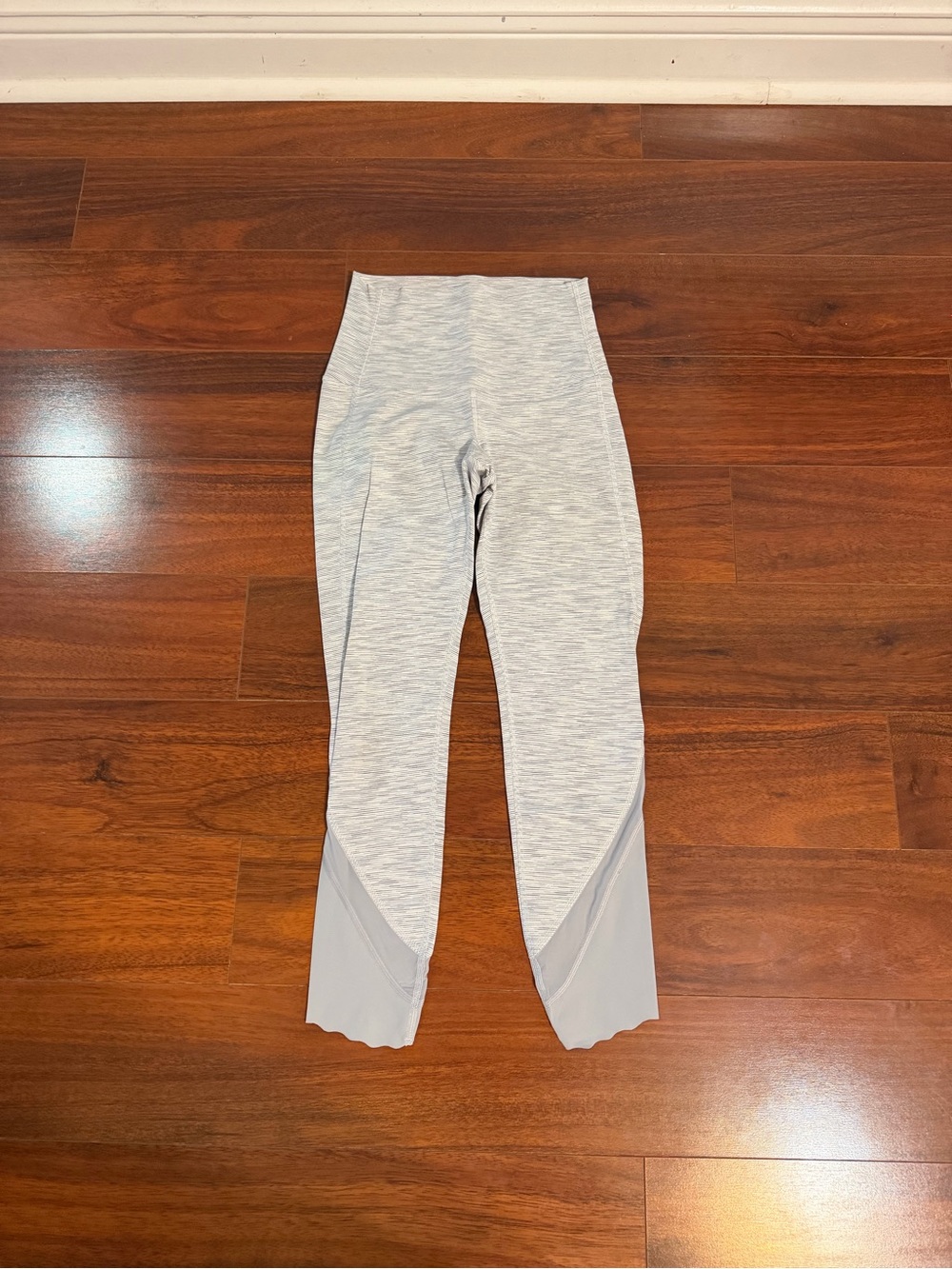 lululemon athletica Heather Light Gray High-Rise Leggings with Mesh Insets